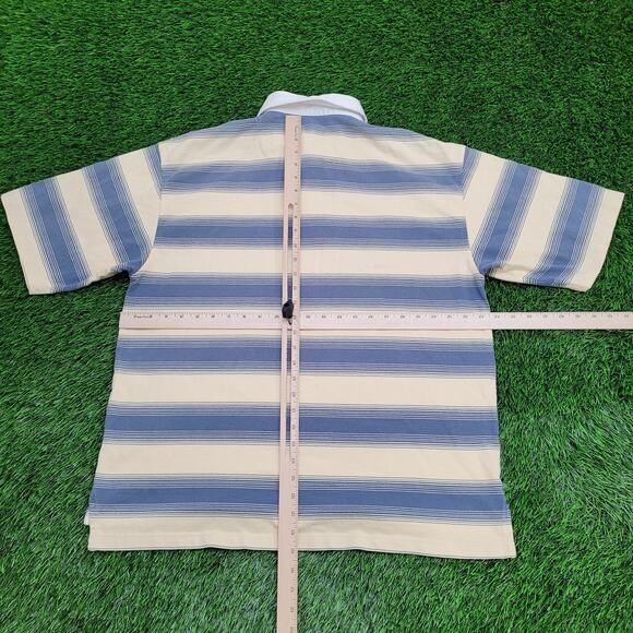 Vintage 90s Pendleton Stripes Polo Shirt L/XL 24x29 Blue Beige - Picture 3 of 12